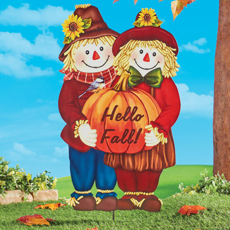 Arlmont & Co. Keishanda Hello Fall Scarecrow Garden Stake Wayfair